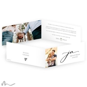 Hochzeitseinladung Ja 21 x 10 cm Klappkarte