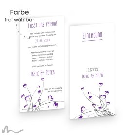 Hochzeitseinladung Azurit 10 x 21 cm Doppelseitig