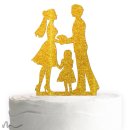 Cake Topper Kleine Familie Mädchen Gold Glitzer