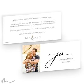 Hochzeitseinladung Ja 21 x 10 cm Doppelseitig