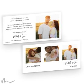 Hochzeitseinladung Klares Design 21 x 10 cm Doppelseitig