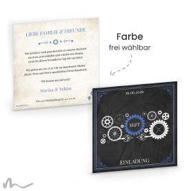 Hochzeitseinladung Steampunk 14.5 x 14.5 cm Doppelseitig