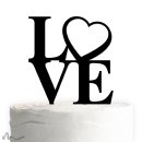 Cake Topper Love Heart Schwarz