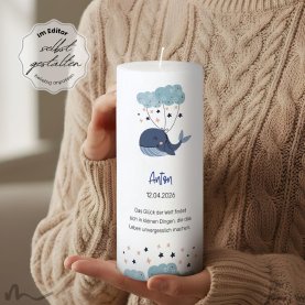 Taufkerze Docht Blauwal Ø8 x 20 cm