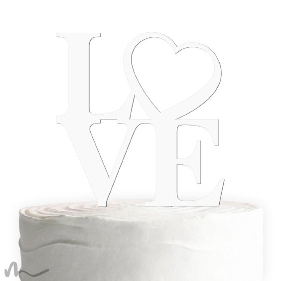 Cake Topper Love Heart Weiss