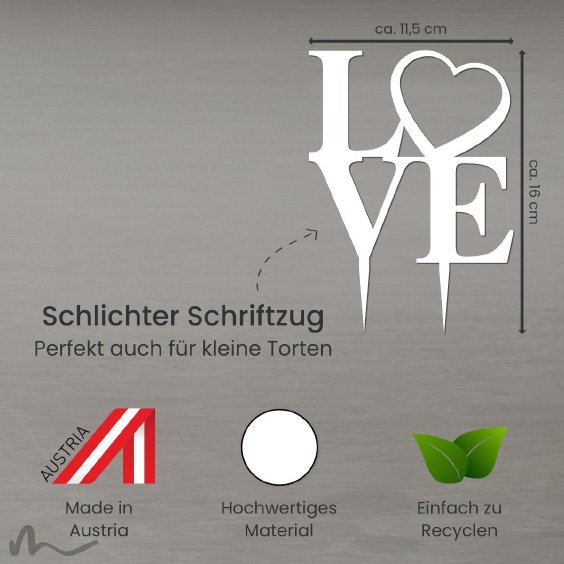 Cake Topper Love Heart Weiss