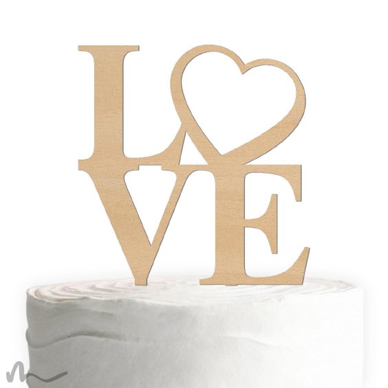 Cake Topper Love Heart Holz