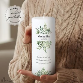 Taufkerze Docht Greenery Ø8 x 20 cm