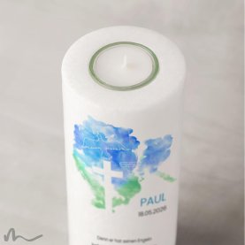 Taufkerze Aquatöne Ø8 x 20 cm