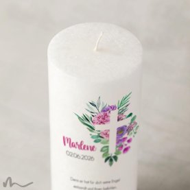 Taufkerze Docht Florales Kreuz Ø8 x 20 cm