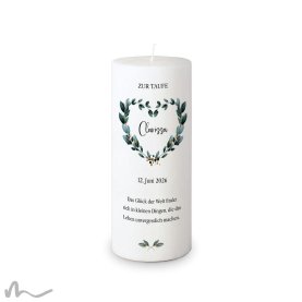 Taufkerze Docht Blätterherz Ø8 x 20 cm