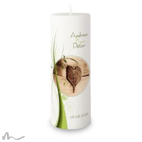 Hochzeitskerze Docht Ametrin Holzherz Ø9 x 25 cm