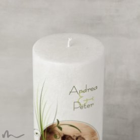 Hochzeitskerze Docht Ametrin Holzherz Ø9 x 25 cm