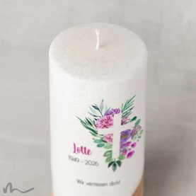 Trauerkerze Holzelement Docht Florales Kreuz Ø8 x 20 cm