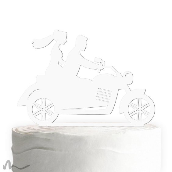 Cake Topper Motorrad Weiss