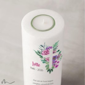 Trauerkerze Florales Kreuz Ø8 x 20 cm
