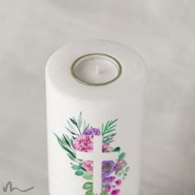 Hochzeitskerze Florales Kreuz Ø9 x 25 cm