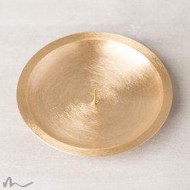 Kerzenteller Messing gebürstet mit Dorn gold Ø 10 cm