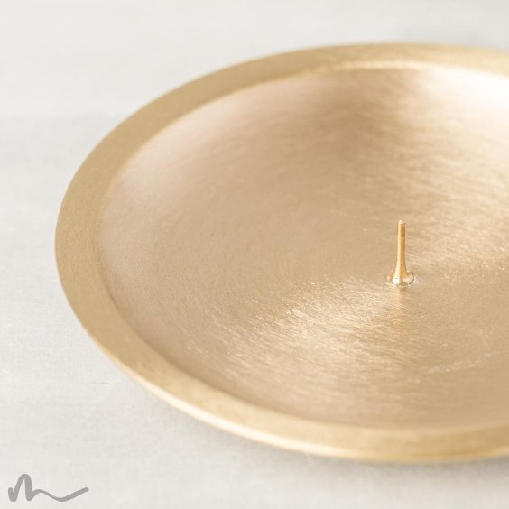 Kerzenteller Messing gebürstet mit Dorn gold Ø 13 cm