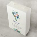 Hochzeitskerze Docht Florales Kreuz Blau 17 x 25 cm