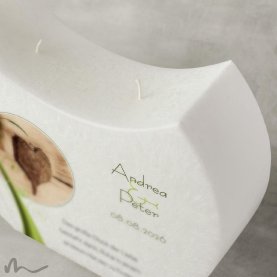 Hochzeitskerze Docht Ametrin Holzherz Halbmond 24 x 19 cm