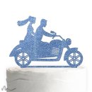 Cake Topper Motorrad Blau Glitzer