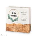 Hochzeitskerze breites Holzelement Eukalyptus 20 x 20 cm