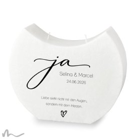 Hochzeitskerze Docht Ja Halbmond 24 x 19 cm