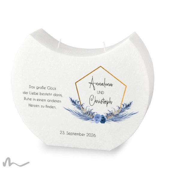 Hochzeitskerze Docht Boho Chic Halbmond 24 x 19 cm