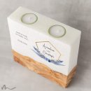 Hochzeitskerze breites Holzelement Boho Chic 20 x 20 cm