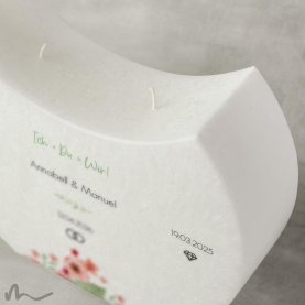 Hochzeitskerze Docht Total Floral Halbmond 24 x 19 cm