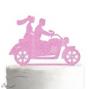 Cake Topper Motorrad Pink Glitzer