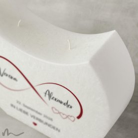 Hochzeitskerze Docht Infinity Heart Halbmond 24 x 19 cm