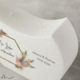 Hochzeitskerze Docht Pampasgras Halbmond 24 x 19 cm