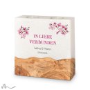 Hochzeitskerze breites Holzelement Magnolie 20 x 20 cm