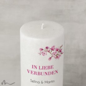 Hochzeitskerze Holzelement Docht Magnolie Ø9 x 25 cm