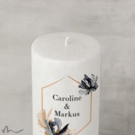 Hochzeitskerze Holzelement Docht Zeitlos Elegant Ø9 x 25 cm