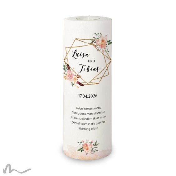 Hochzeitskerze Glamourös Ø9 x 25 cm