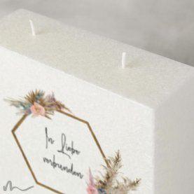 Hochzeitskerze Docht Pampasgras 17 x 25 cm