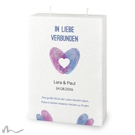 Hochzeitskerze Docht Fingerabdruck Herz 17 x 25 cm