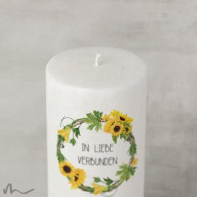 Hochzeitskerze Docht Sonnenblumen Ø9 x 25 cm