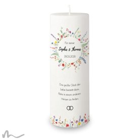 Hochzeitskerze Docht Wiesenblumen Ø9 x 25 cm