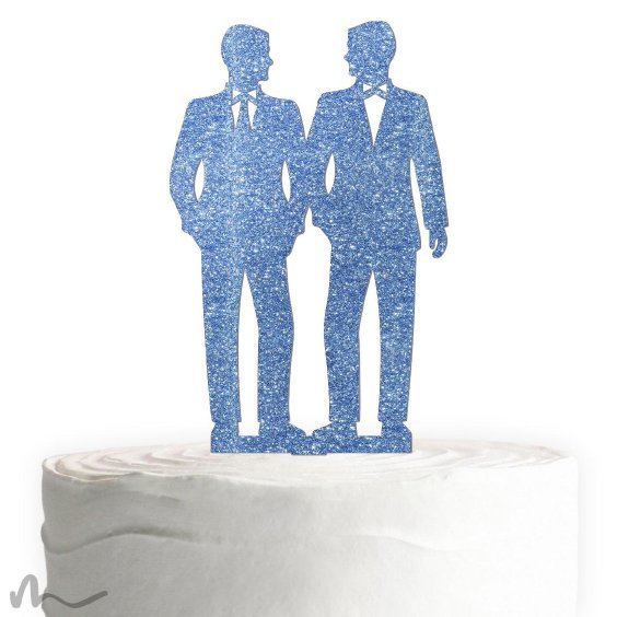 Cake Topper Mr und Mr Blau Glitzer