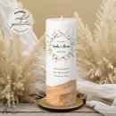 Hochzeitskerze Holzelement Docht Wiesenblumen Ø9 x 25 cm