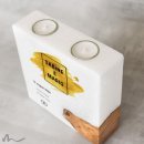 Hochzeitskerze Holzelement Goldene Zeiten 20 x 20 cm
