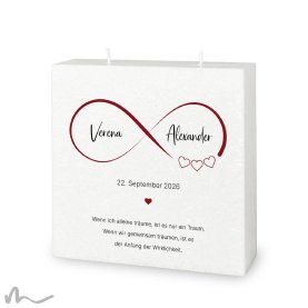 Hochzeitskerze Docht Infinity Heart 20 x 20 cm