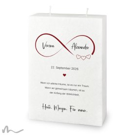 Hochzeitskerze Docht Infinity Heart 17 x 25 cm