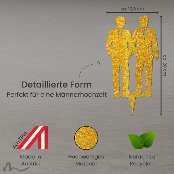 Cake Topper Mr und Mr Gold Glitzer