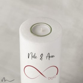Hochzeitskerze Holzelement Infinity Heart Ø9 x 25 cm