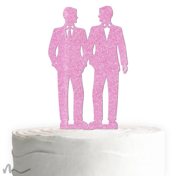 Cake Topper Mr und Mr Pink Glitzer